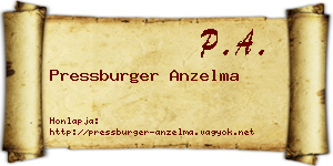 Pressburger Anzelma névjegykártya